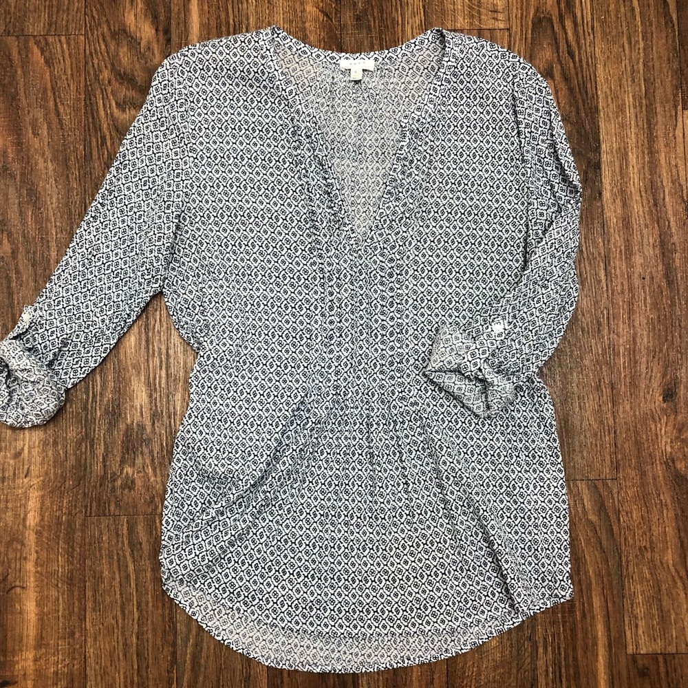 Soft : Joie top, size L. Navy/wht. 100% cotton